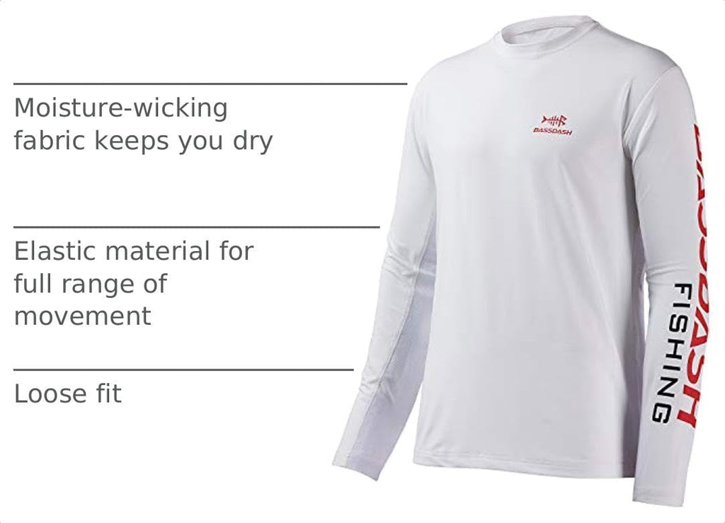 BASSDASH Fishing T Shirts for Men UV Sun Protection UPF 50+ Long Sleeve Tee T-Shirt