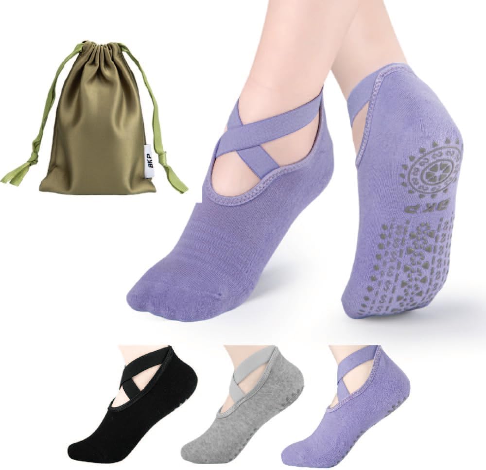 BKP Yoga Socks for Women,Pilates Socks Non Slip Grip Socks