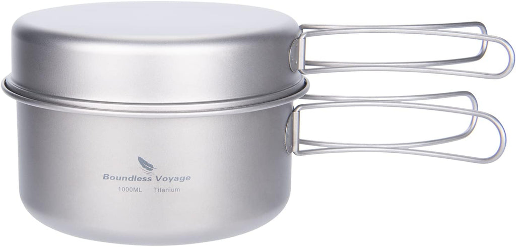 iBasingo Titanium Camping Cookware Ultralight Backpacking Pot Pan Set