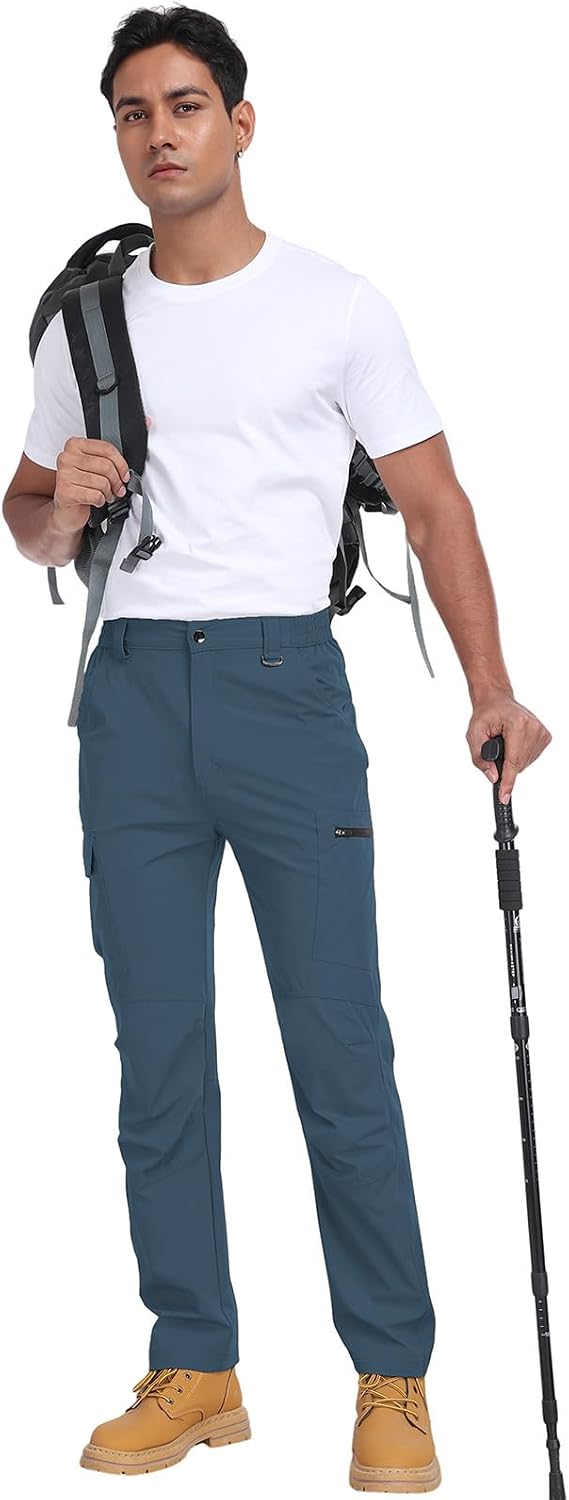 Men's Hiking Cargo Pants Water Resistant Quick Dry Lightweight Pants with 6 Pockets Tactical Work Pants