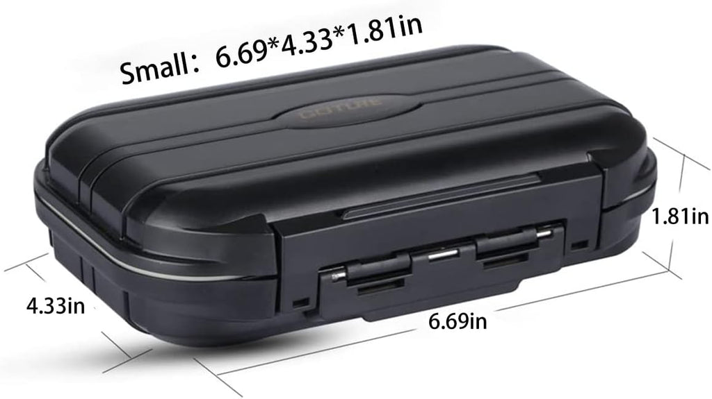 Goture Small Black Waterproof Clear Tackle Box Fixed Compartments Lure Case