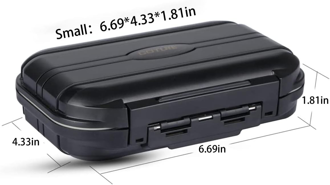 Goture Small Black Waterproof Clear Tackle Box Fixed Compartments Lure Case