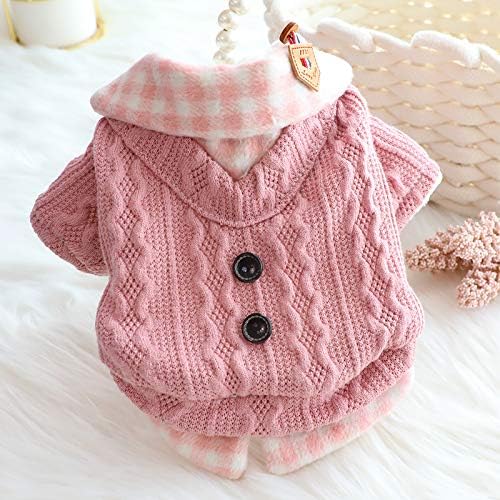 Dog Princess Sweater for Small Dogs Thick Shirt Plaid Clothes Costume Pet Girl Cute Coat Outfits Fall Costumes Winter Dog Sweaters (XS,Blue)