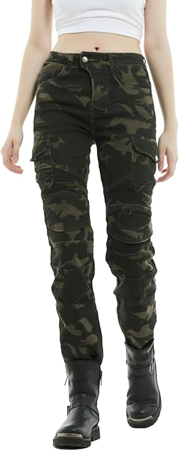 LOMENG Motorcycle Riding Pants Women with CE Level 2 Removable Armor