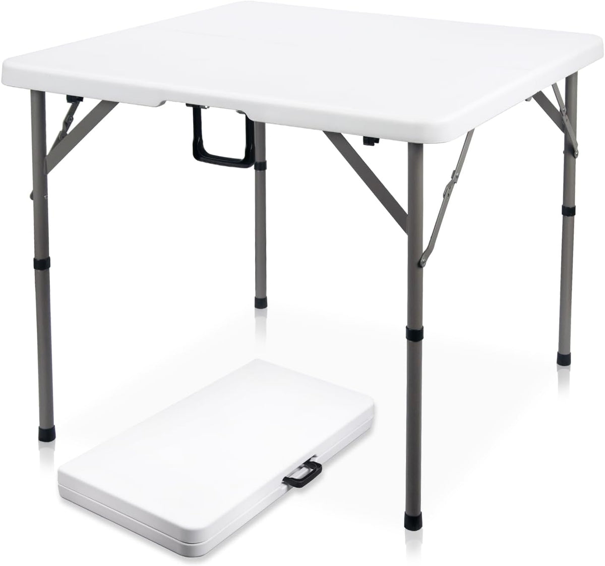 34" Square Folding Card Table,Fold-in-Half Utility Portable Table,White