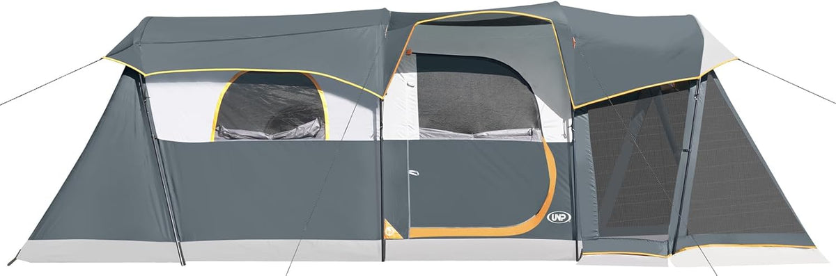 UNP Camping Tent 8 Person Waterproof Big Tunnel Tent with Screen Porch