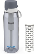 Water Bottle with Filter for Drinking, 26 Ounces 3-Stage Water Filter Bottle for Outdoor Travel Camping Moutaining Backpacking Hiking (Light Grey)