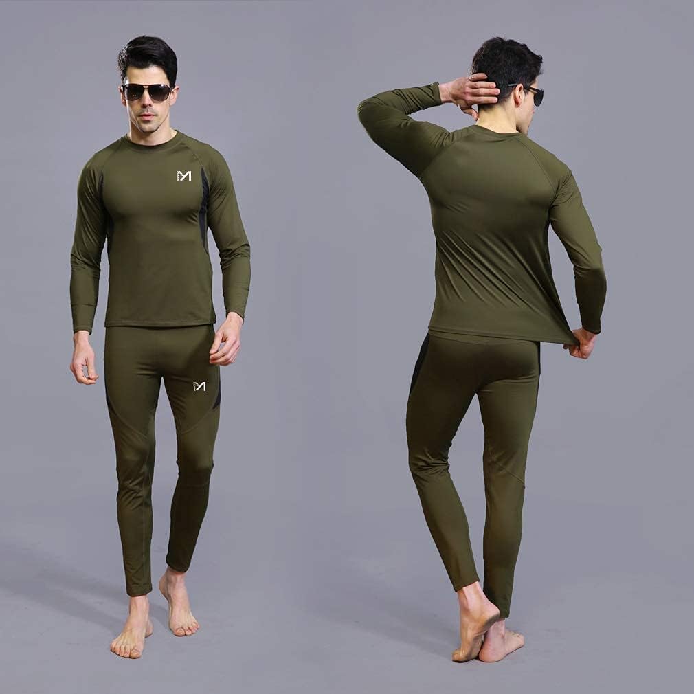 MEETYOO Thermal Underwear for Men, Winter Gear Long Johns Base Layer Top and Bottom Set for Skiing Running
