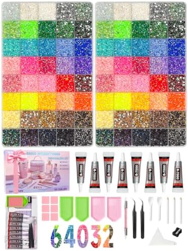 64032Pcs Bedazzling Kit, 40Colors 3mm Bedazzler Kit with Rhinestones