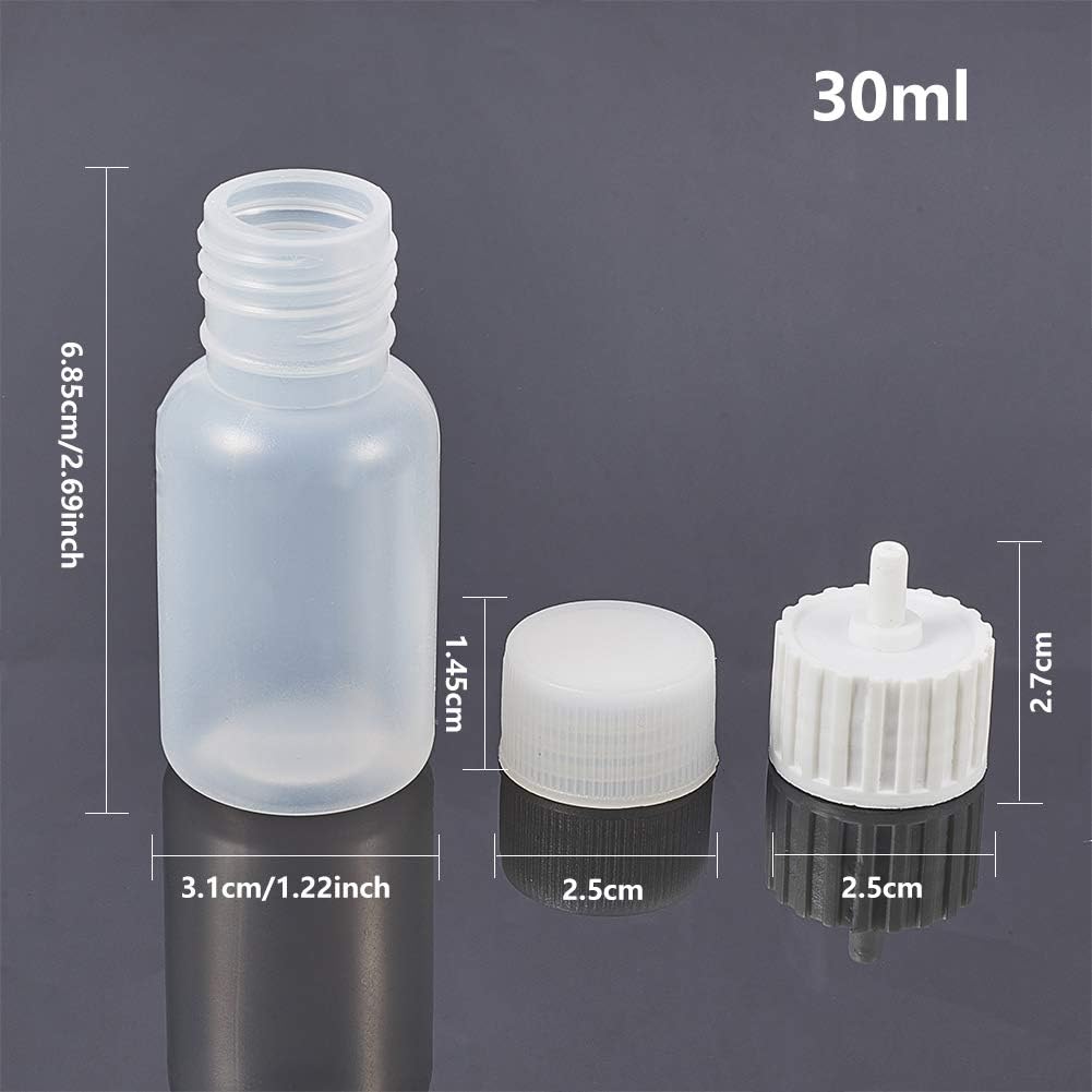 BENECREAT 6 Packs 1oz DIY Precision Tip Applicator Bottles 15PCS Stainless Steel PP Blunt Needle Tips, 6PCS Stoppers, 2PCS Syringe for Quiling Glue Work
