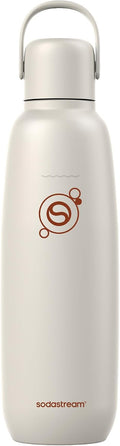 sodastream Fizz & Go Cool, Stainless Steel Carbonated Water Bottle 0.9L, Insulated Metal Bottle for Sparkling Water, Compatible with TERRA, ART, ENSO & More in Sand Beige