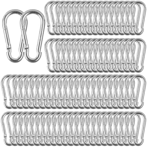 MIVIDE 100 Pack Spring Snap Carabiner, Small Carabiner Clip, M5 x 2 Inch Snap Hooks Heavy Duty Carabiner Clips Bulk Hook Keychain for Outdoor Camping, Hiking, Traveling, Backpack, Keychain, Dog Leash