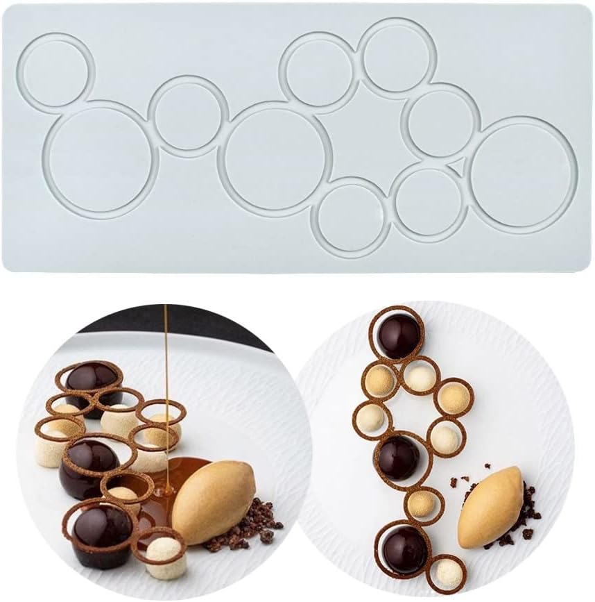 Hollow Leaf Silicone Molds Lover Heart Chocolate Molds Geometry 3D Silicone Mould Chocolate Candy Leaf Mold Sugar Craft Cake Decoration Cupcake Top (O_Circel_12.12 * 5.44 * 0.12inch)
