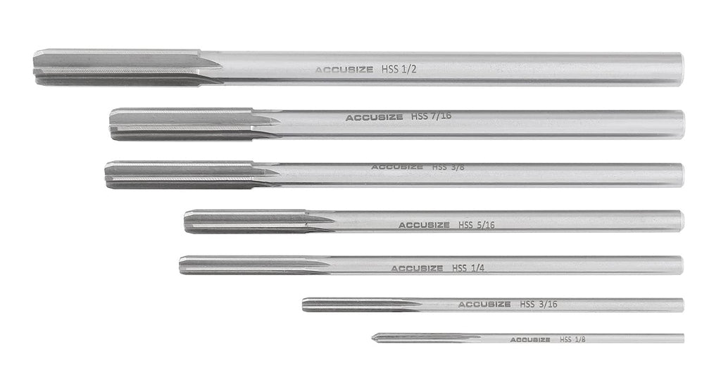 Accusize Industrial Tools Chucking Reamer Set, 1/8" to 1/2" by 1/16", 7 Pc