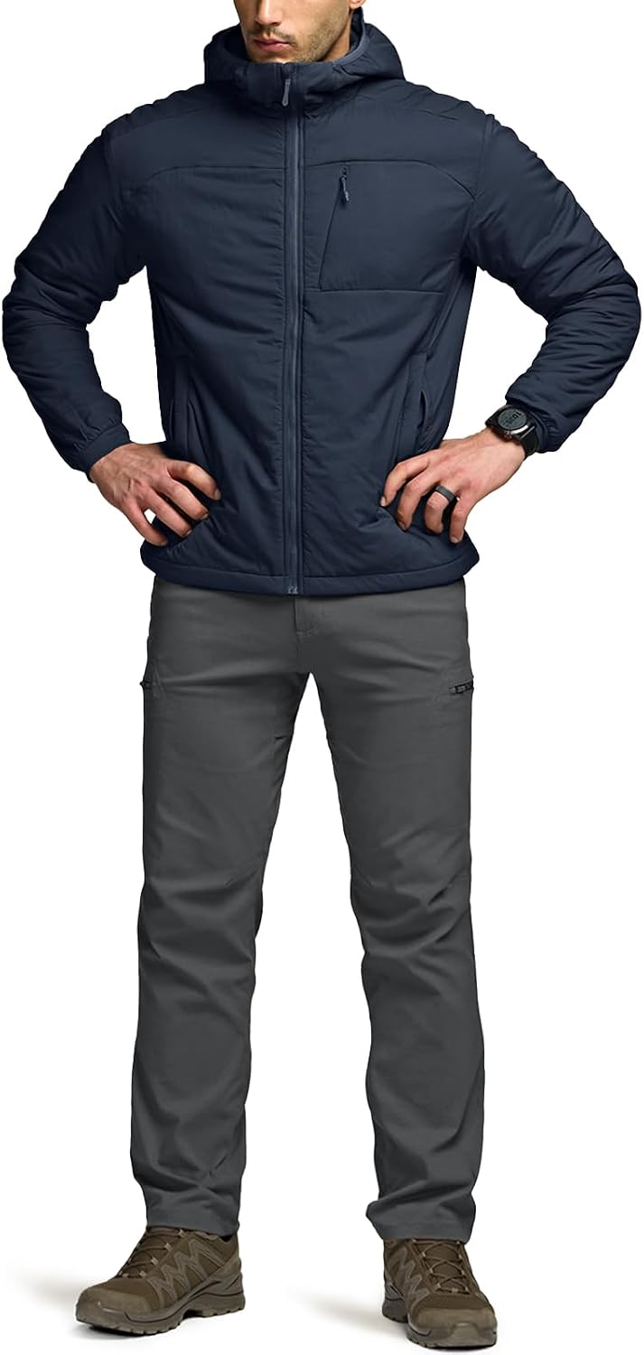 CQR Men's Lightweight Warm Insulated Jacket, Windproof Water Resistant Winter Active Coat for Hiking Work Outdoor Tactical