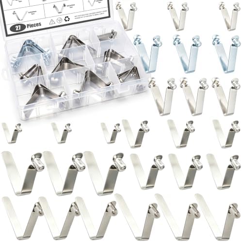 27Pcs Stainless Steel Push Button Spring Clips Assortment Set W Plastic Case, Tent Pole Clip Locking Tube Pin for Camping Kayak Paddle Umbrella