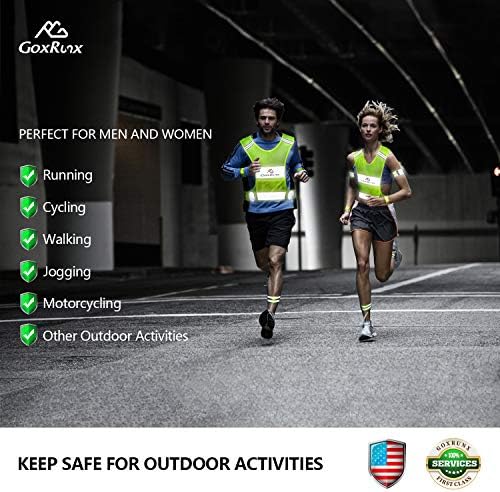 GoxRunx 2 Pack Reflective Vest Running Gear Ultralight Runner Safety Vest+Armbands & Bag