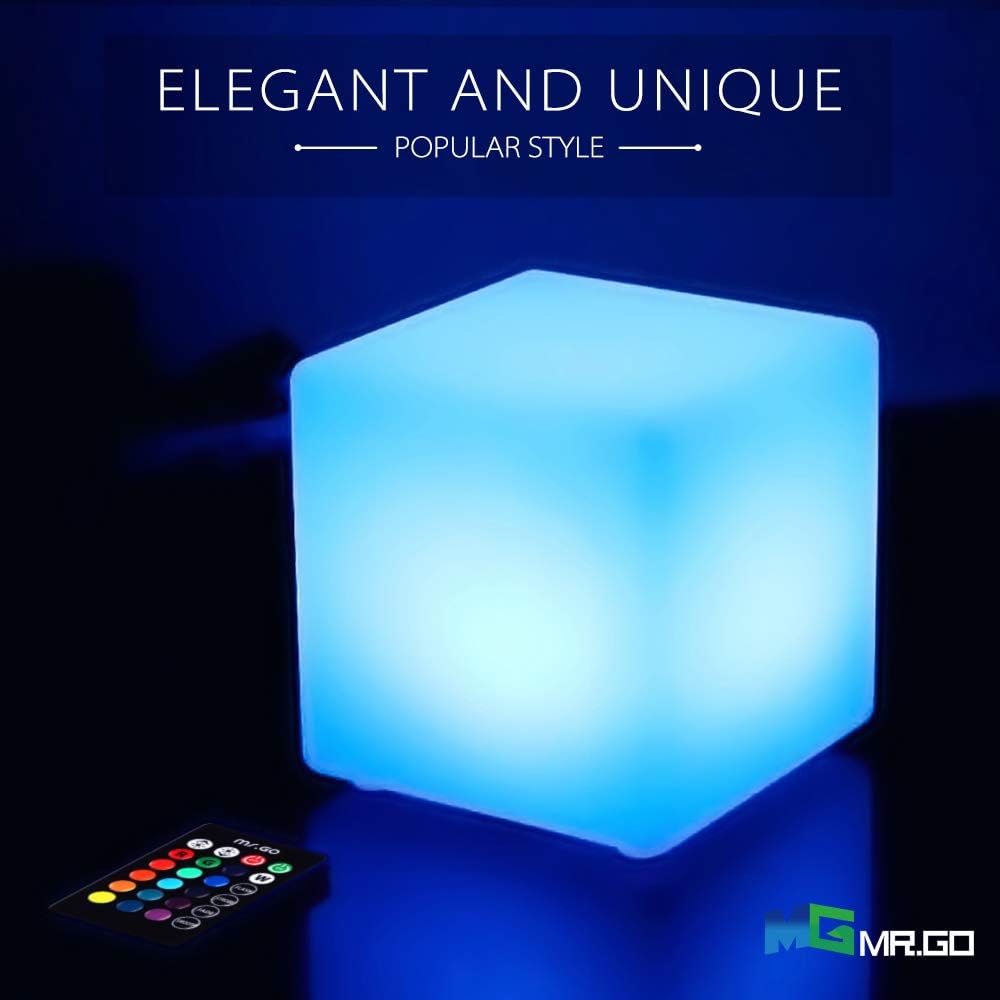 Mr.Go 10-inch Rechargeable LED Cube Light w/Remote, 16 RGB Colors 4 Modes