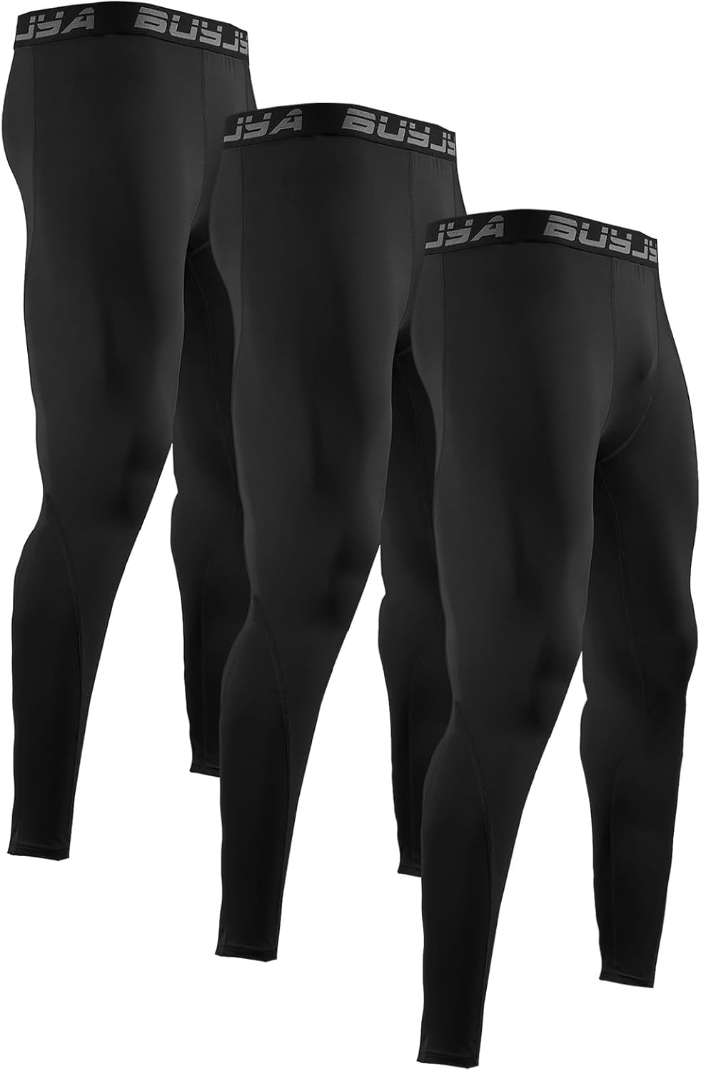 BUYJYA 3 or 5 Pack Men's Compression Pants Base Layer Tights Leggings