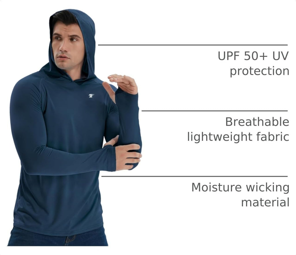 3 Pack Men's UPF 50+ Sun Protection Shirts Fishing Hoodie Long Sleeve