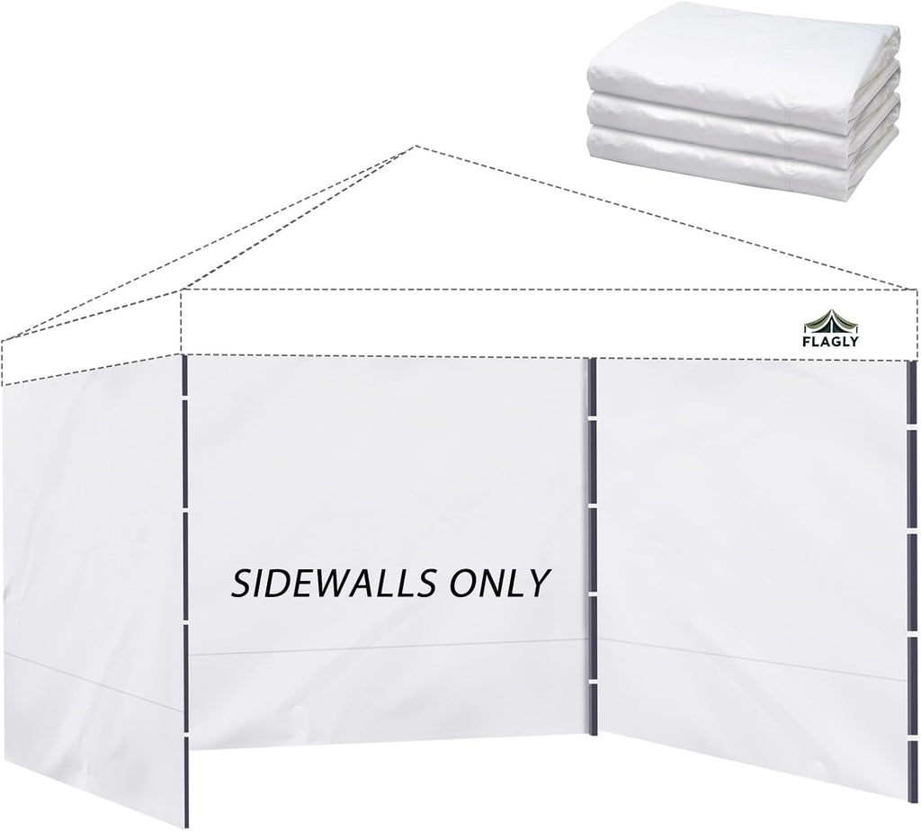 Instant Canopy Sidewalls for Pop Up Canopy Tent, 300D Waterproof Material for Outdoor Events, Vendor Booths, and Privacy (Sidewalls Only) (White, 10x10ft-3pcs)