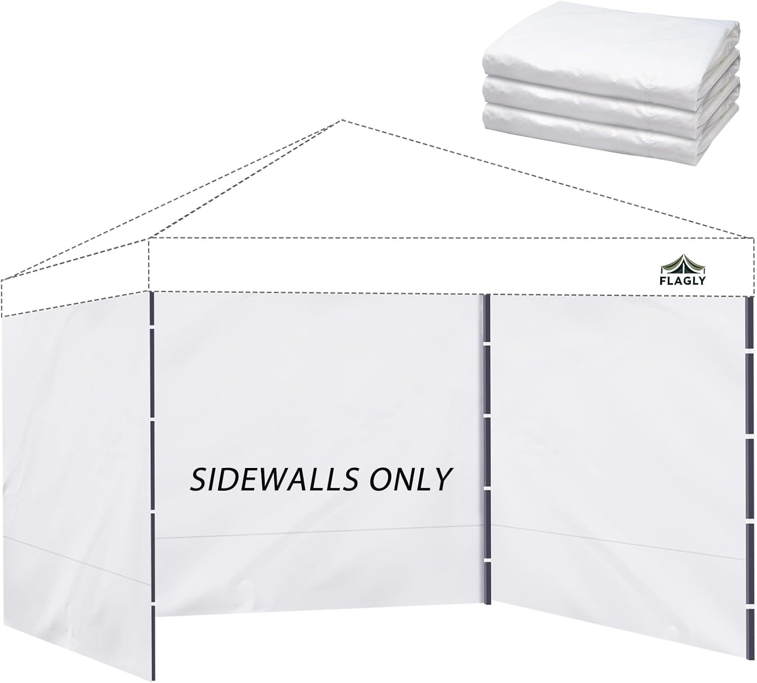 Instant Canopy Sidewalls for Pop Up Canopy Tent, 300D Waterproof Material for Outdoor Events, Vendor Booths, and Privacy (Sidewalls Only) (White, 10x10ft-3pcs)