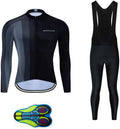 MOXILYN Cycling Jerseys Men Set Bike Clothing for Men Long Sleeve Bike Jacket and Cycling Bibs Pants with 20D Gel Pad