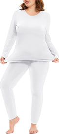 COOTRY Plus Size Thermal Underwear for Women Long Johns Top and Bottom Sets
