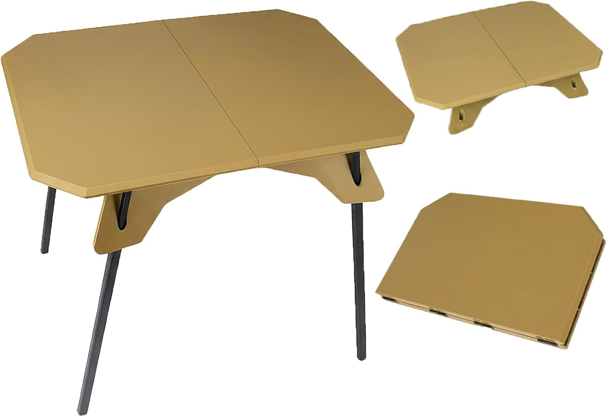 ele ELEOPTION Portable Small Folding Camping Table Aluminum Legs Black