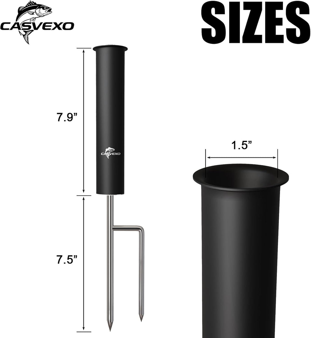 2/4 Pack Upgraded Fishing Pole Holder, Aluminum Fishing Rod Holder for Ground, Rod Holders for Bank Fishing, Free Alarm Bells