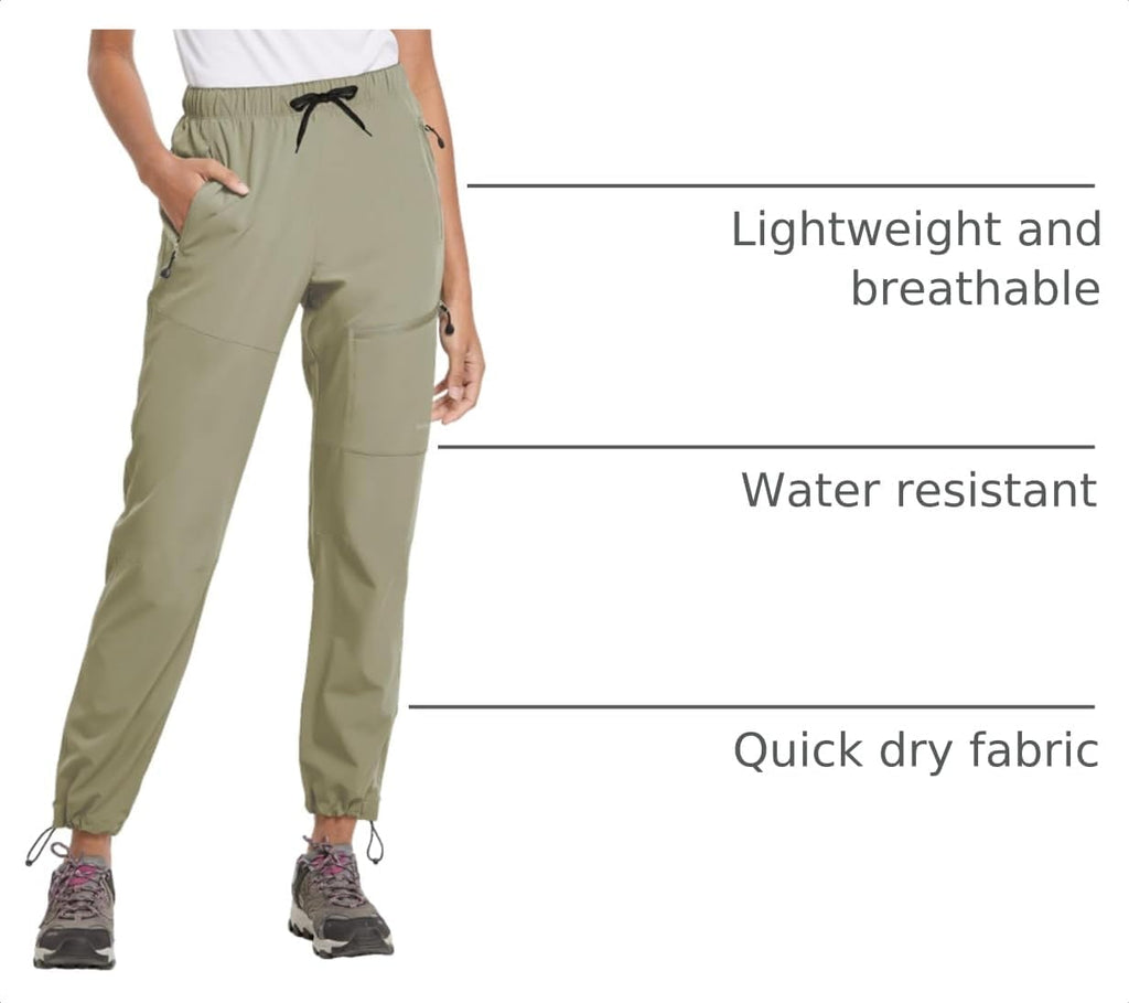 baleaf Women's Hiking Pants Quick Dry Lightweight Water Resistant Elastic Waist Cargo Pants for All Seasons