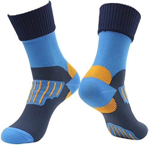 RANDY SUN Waterproof Breathable Socks, [SGS Certified] Unisex Skiing Trekking Hiking Wading Trail Socks Blue Large
