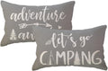 ULOVE LOVE YOURSELF Adventure Camper Decorative Lumbar Pillowcase Double-Sided Let’s Go Camping/Adventure Awaits Throw Pillow Covers Cabin/Camper Cushion Covers 12x20,2Pack for Sofa/Couch/Porch(Grey)