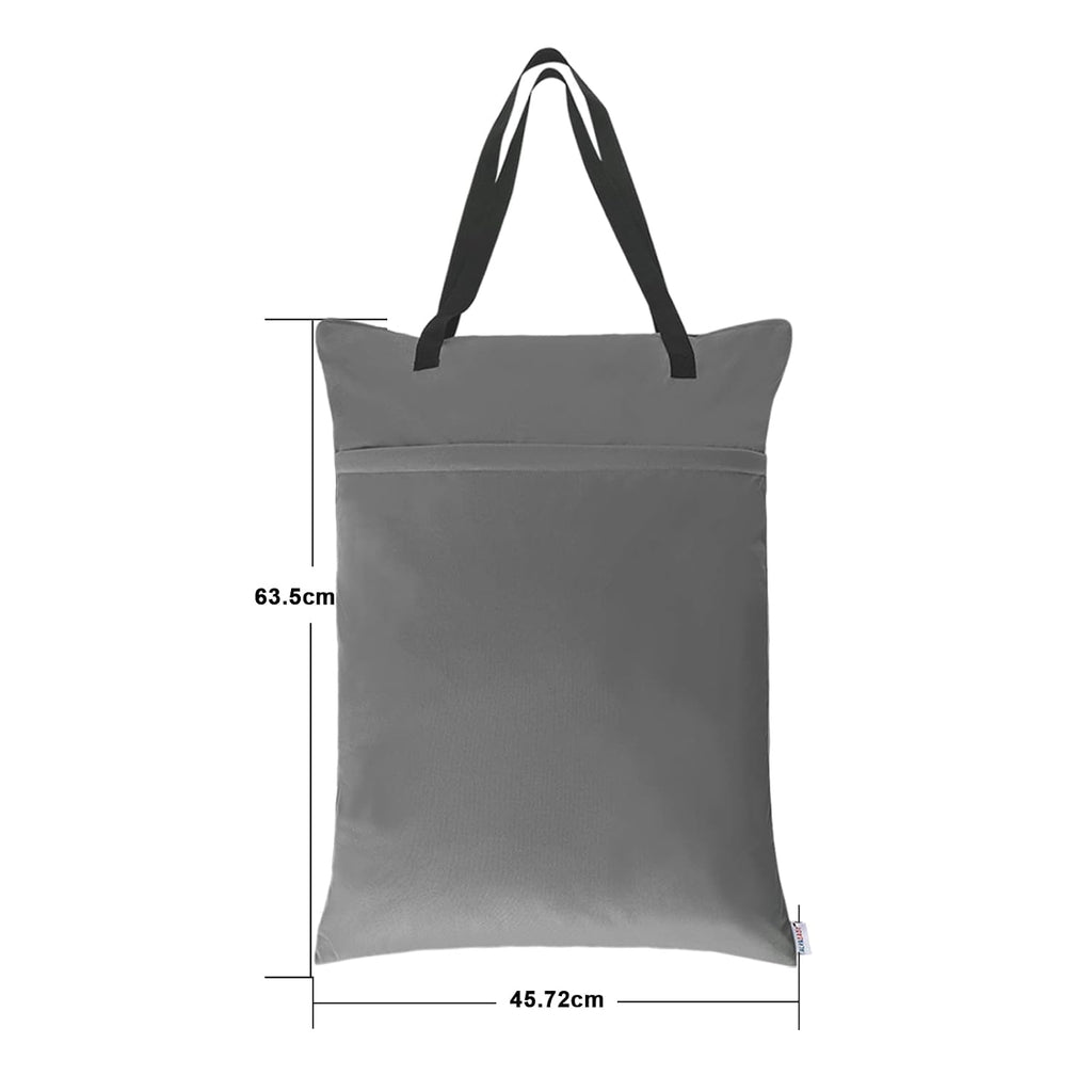 ALVA ALVABABY 2 Pack Large Wet Dry Bag Waterproof Hanging Cloth Diaper with Double Zippered Pockets 25x18 inches (Black and grey)