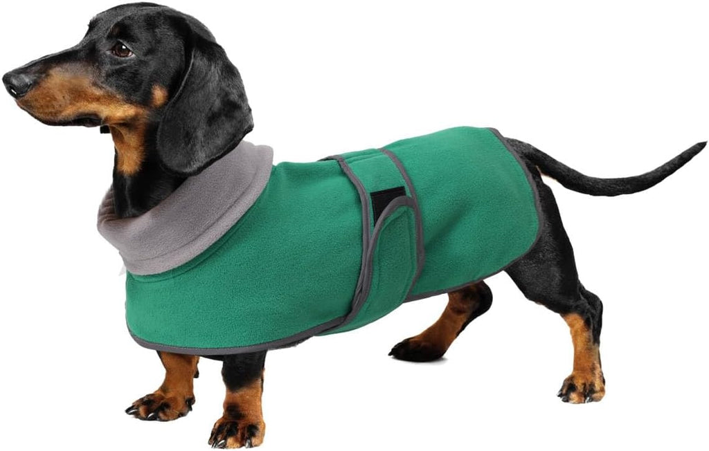 Geyecete Dachshund Sweaters for Dachshunds - Winter Coat with Padded Fleece Lining and High Collar - Dog Snowsuit with Adjustable Bands - Blue - M