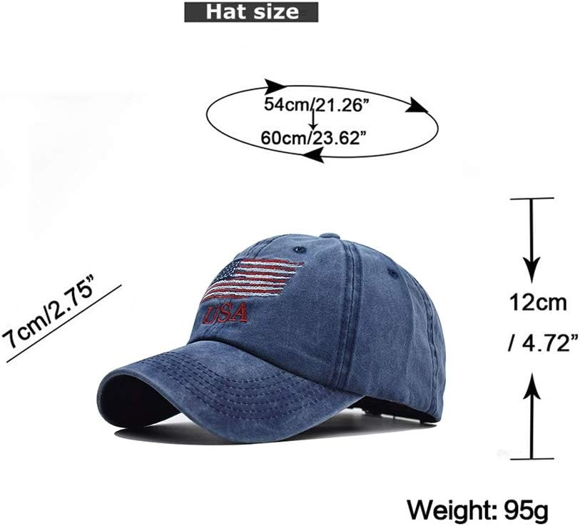 Washed American Flag Baseball Cap Adjustable Sun Dad Gift Hats for Unisex