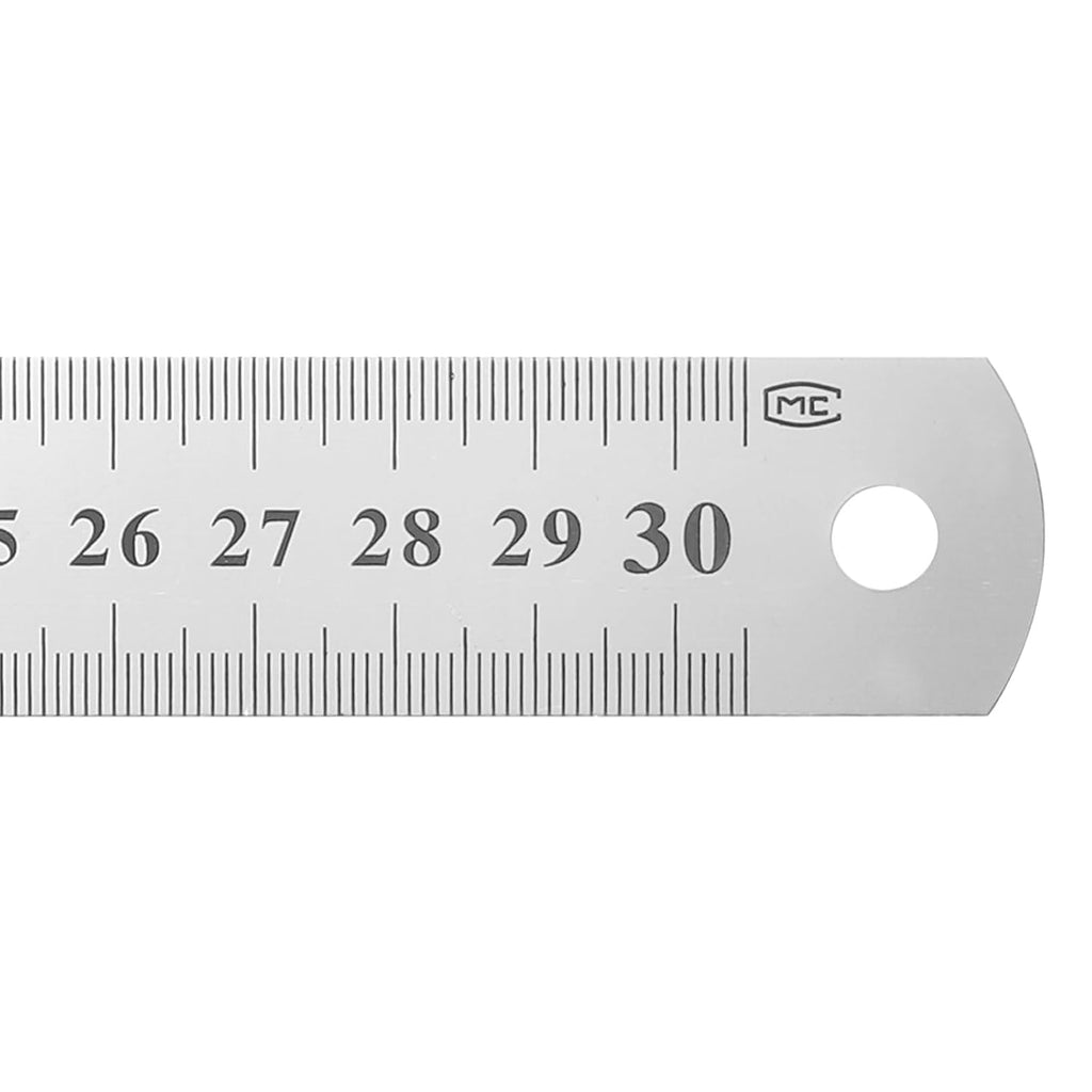 HARFINGTON 12 Pcs Steel Ruler 12" x1-1/32 Machinist Metal Ruler Carbon Steel Metric Straight Edge Measuring Tools 0.3mm Thick for Engineering Architect Drawing Home Office