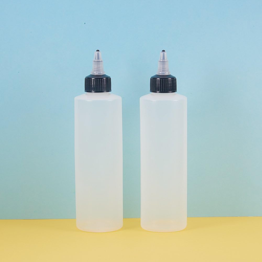 BENECREAT 8Pack 7.8 Ounce Plastic Squeeze Dispensing Bottles with Black Twist Cap, Open/Close Nozzle - Good For Crafts, Art, Glue, Multi Purpose