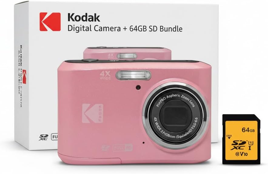 Kodak PIXPRO FZ45 Friendly Zoom 16MP Digital Camera Bundle (Pastel Pink)