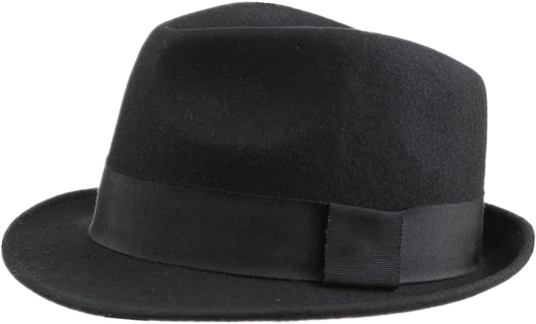 Home Prefer Men's Wool Felt Winter Hat Short Brim Fedora Hat
