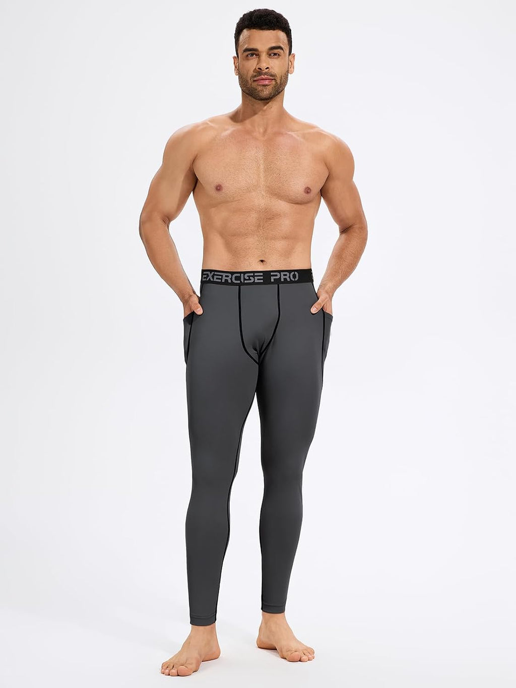 4 Pack Men’s Compression Pants Running Tights Workout Leggings for Men Athletic Base Layer Bottoms with Pockets