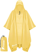 PTEROMY Hooded Rain Poncho for Adults, Reusable Waterproof Raincoat