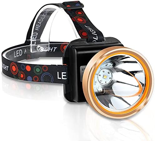 Coon Hunting Light, Super Bright LED Headlamp with 2 Light Modes, Waterproof & Rechargeable Hard Hat Headlight, Adjustable Gold Miner Torch for Hunting, Fishing, Hiking, Camping, Outdoor Adventure