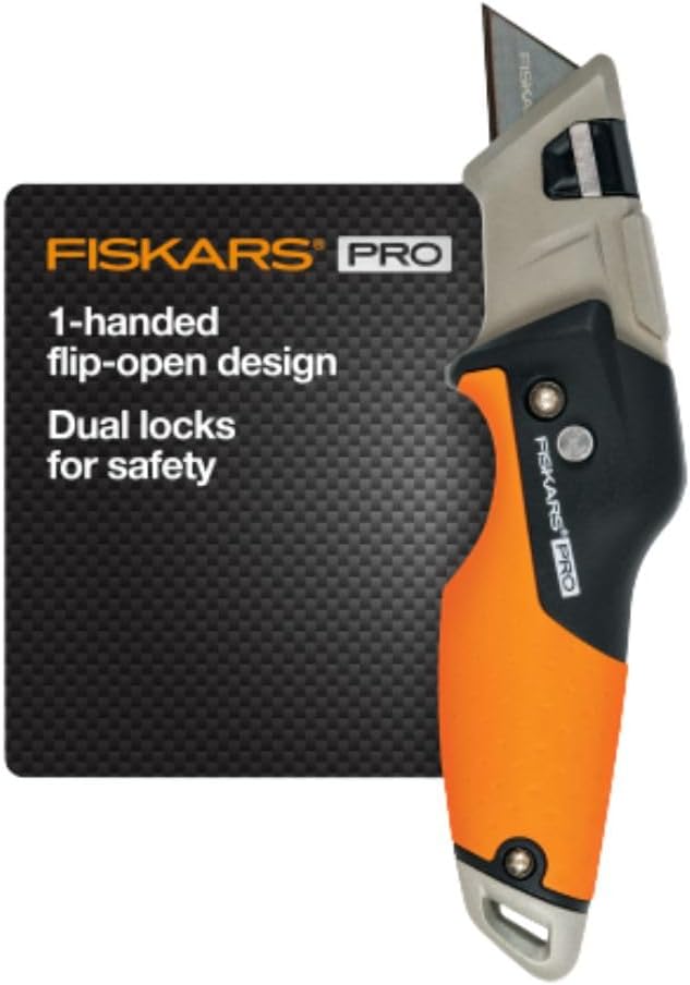 Fiskars Pro Folding Utility Knife, Dual-Lock, 4.5" Folded Size