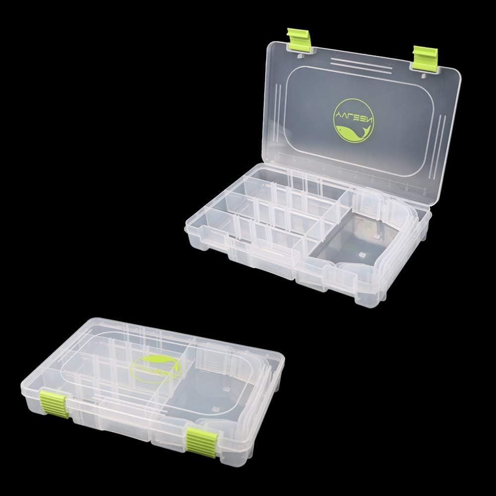 YVLEEN Fishing Tackle Boxes - 3600 3700 Tackle Box Plastic Storage Organizer Box with Removable Dividers - 2packs/4packs Tackle Trays - Included 2pcs of Extra Clip