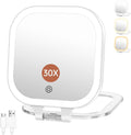 FASCINATE 3.5" Rechargeable Travel Makeup Mirror 30X Magnification (White)
