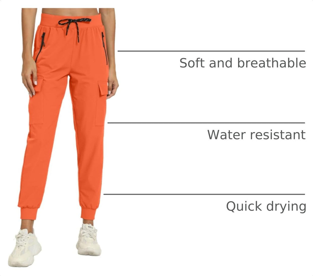 Womens Cargo Hiking Pants with 4 Pockets Lightweight Water Resistant