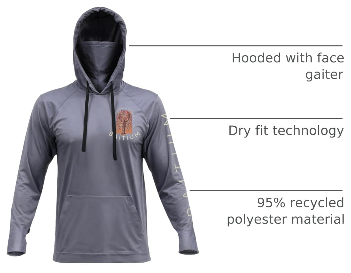 Fishing Shirts for Men,UPF50 Hooded Long Sleeve with Gaiter, Sun Protection Dry Fit Apparel, Face Mask, Fishing Clothes