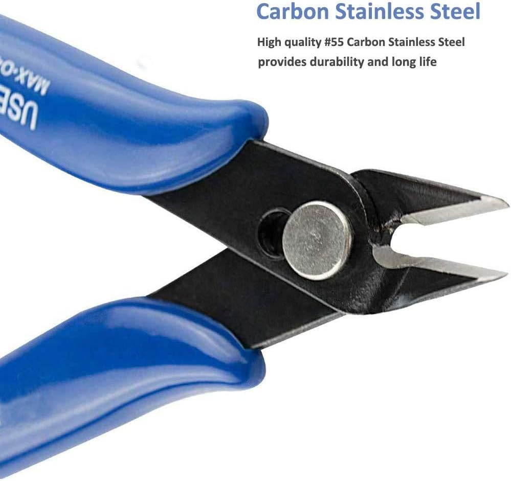 Flush Wire Cutter, 5PACK Blue Diagonal Cutting Pliers Side Cutter Nippers Micro Wire Cutter Wire Clippers Wire Snips (5inch size)