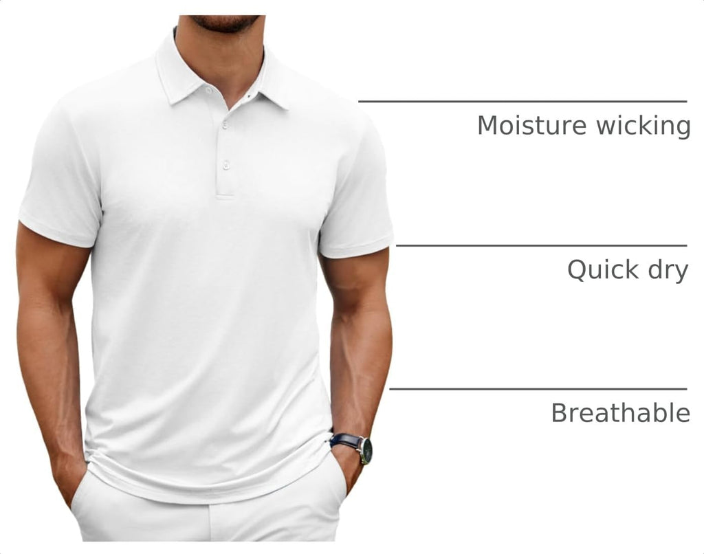 COOFANDY Men's Polo Shirt Golf Quick Dry Performance Short Sleeve Moisture Wicking Athletic Polo Collared Tennis T-Shirt
